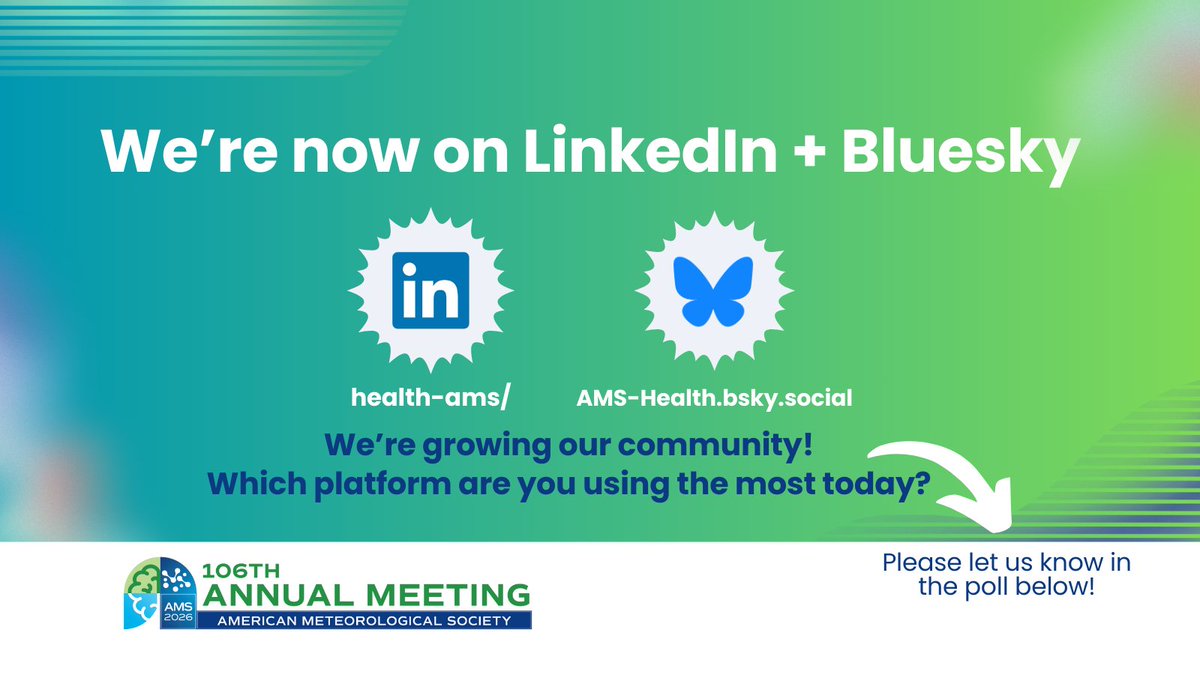 AMS Health (@ams_health) on Twitter photo 🚨 We're expanding our digital presence!
<a href="/AMS_Health/">AMS Health</a> is now on Bluesky and LinkedIn 💬🌍
We want to connect with a broader community and expand our conversations around climate, health, and science! Follow us on
BlueSky: bsky.app/profile/ams-he…
LinkedIn: linkedin.com/company/health… 🚨 We're expanding our digital presence!
<a href="/AMS_Health/">AMS Health</a> is now on Bluesky and LinkedIn 💬🌍
We want to connect with a broader community and expand our conversations around climate, health, and science! Follow us on
BlueSky: bsky.app/profile/ams-he…
LinkedIn: linkedin.com/company/health…