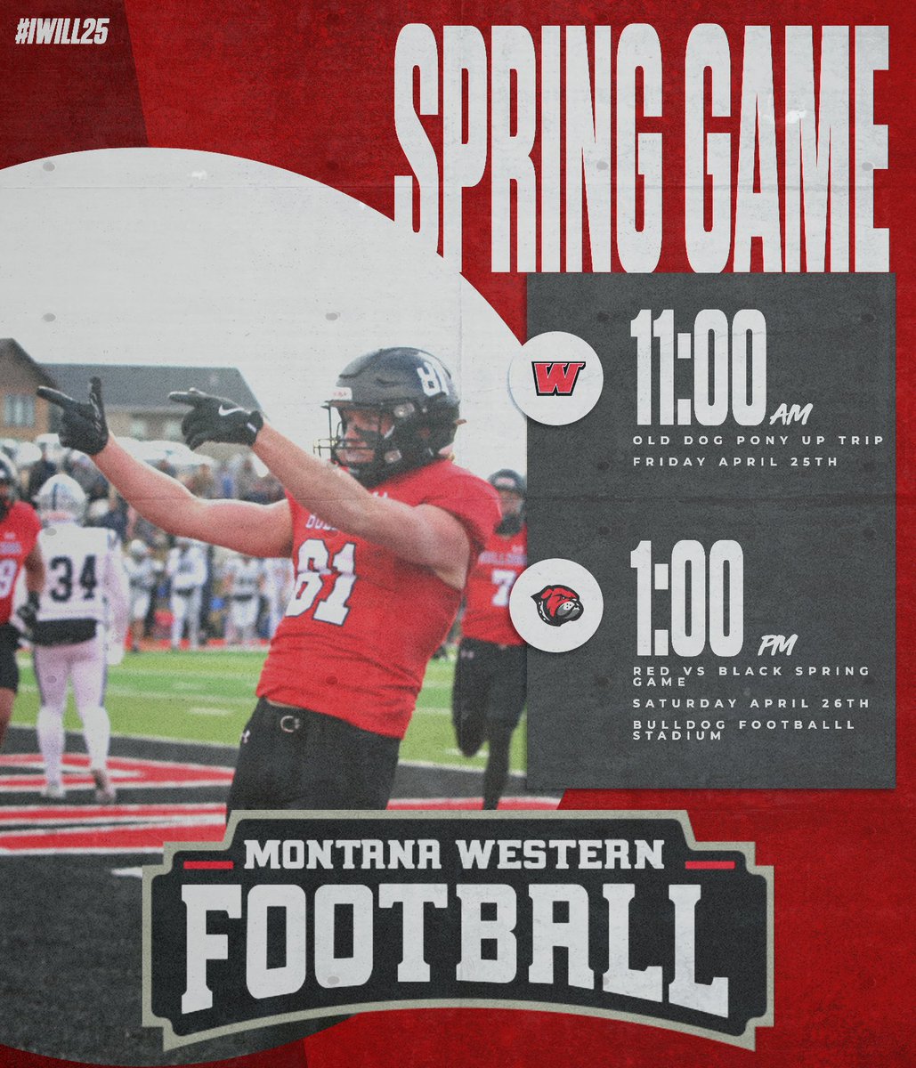 Don't miss out on a great weekend in Dillon, MT!

#PonyUp
#SpringScrimmage
#IWILL25
#GoDawgs