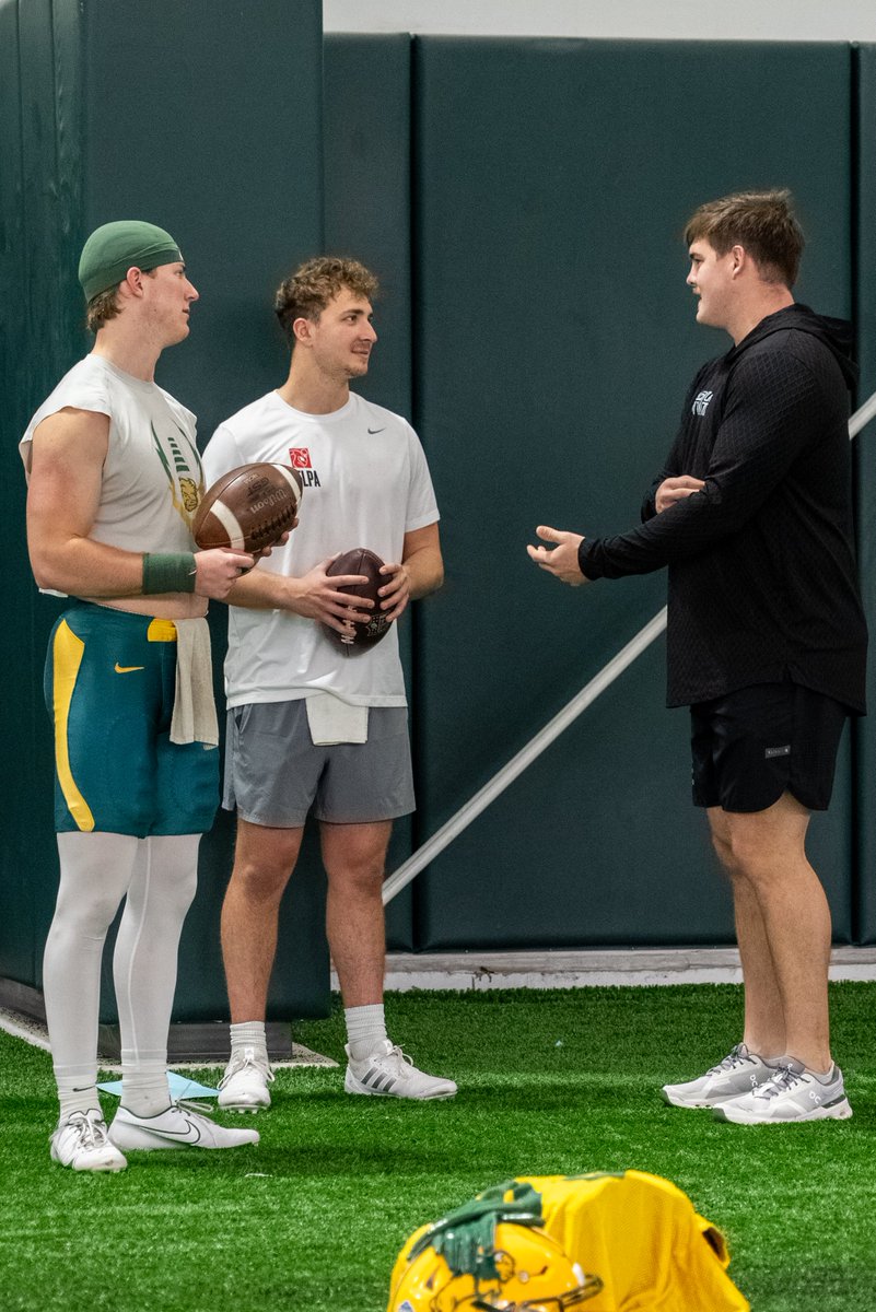 NDSUfootball's tweet image. One week out from the NFL Draft.

Grey Zabel &amp;amp; Cam Miller are on campus at spring practice with the Bison this morning. #ProBison