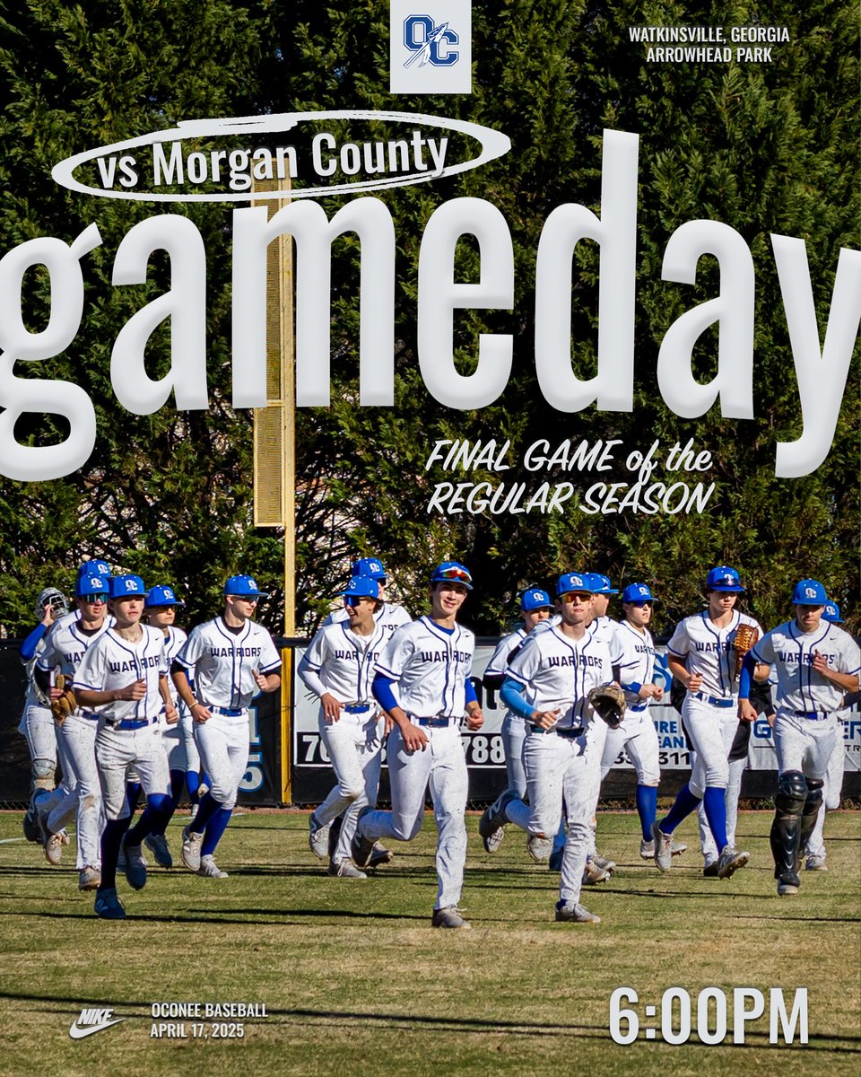 Last game of the regular season tonight at 6! Come join us to enjoy some beautiful weather! <a href="/OCHS_Athletics/">OC Warrior Athletics</a> <a href="/OCHSwarriors/">OCHS</a> #WeAreOne
