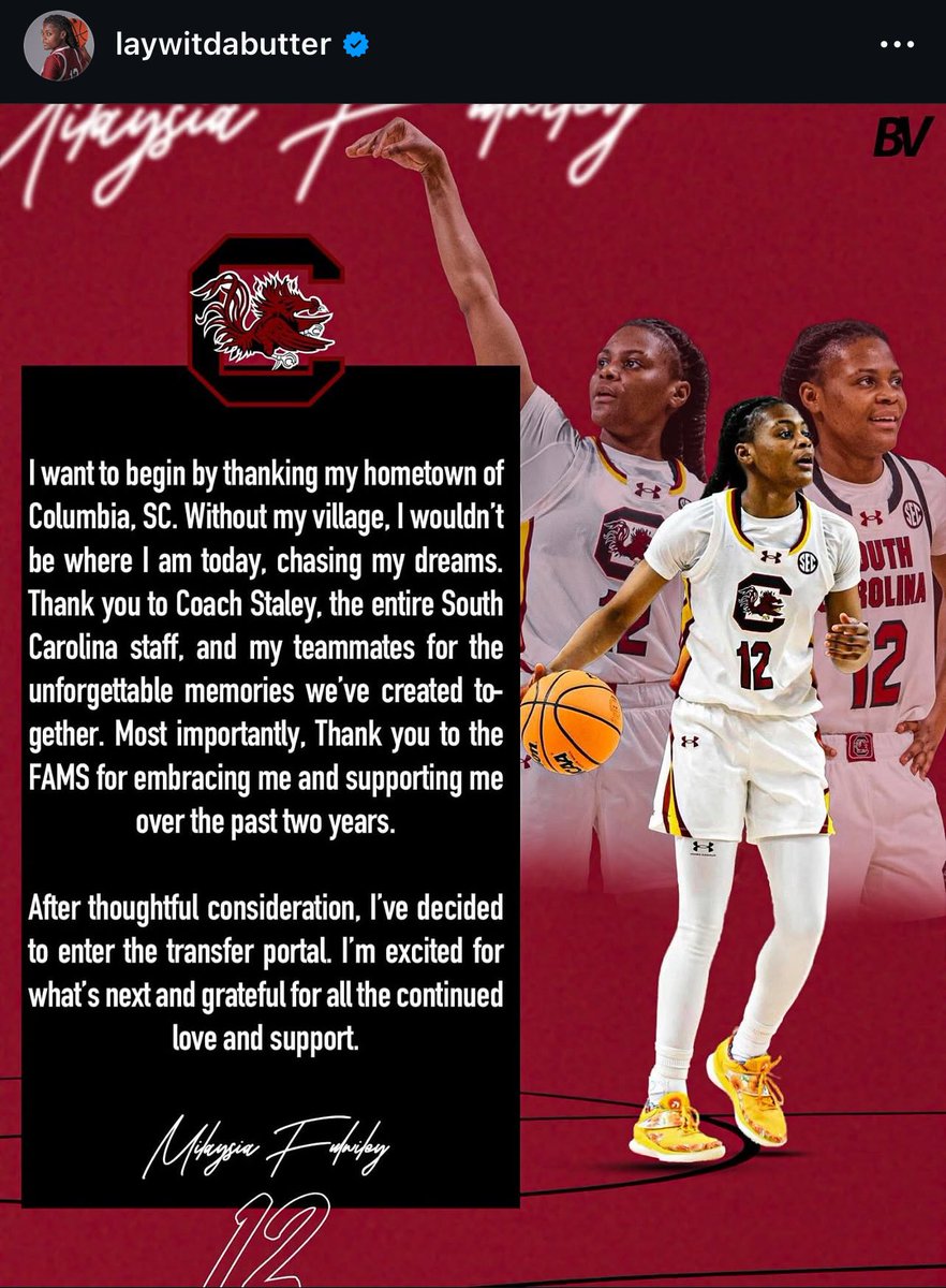 LuluKesin's tweet image. MiLaysia Fulwiley makes it official, she’s heading to the transfer portal. 

I reported on April 11 that she planned to enter. She publicly announced it today.