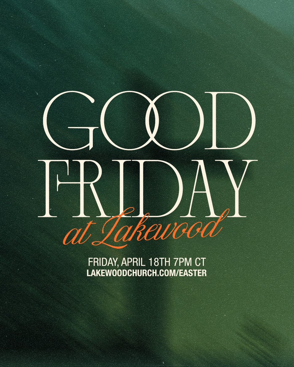 Victory means knowing there is always more ahead! Be filled with hope on this Good Friday (In-Person &amp; Online) ❤️

Good Friday, April 18th, 7PM CT 
Easter Sunday, April 20th, 8:15 &amp; 11AM CT 

LakewoodChurch.com/Easter