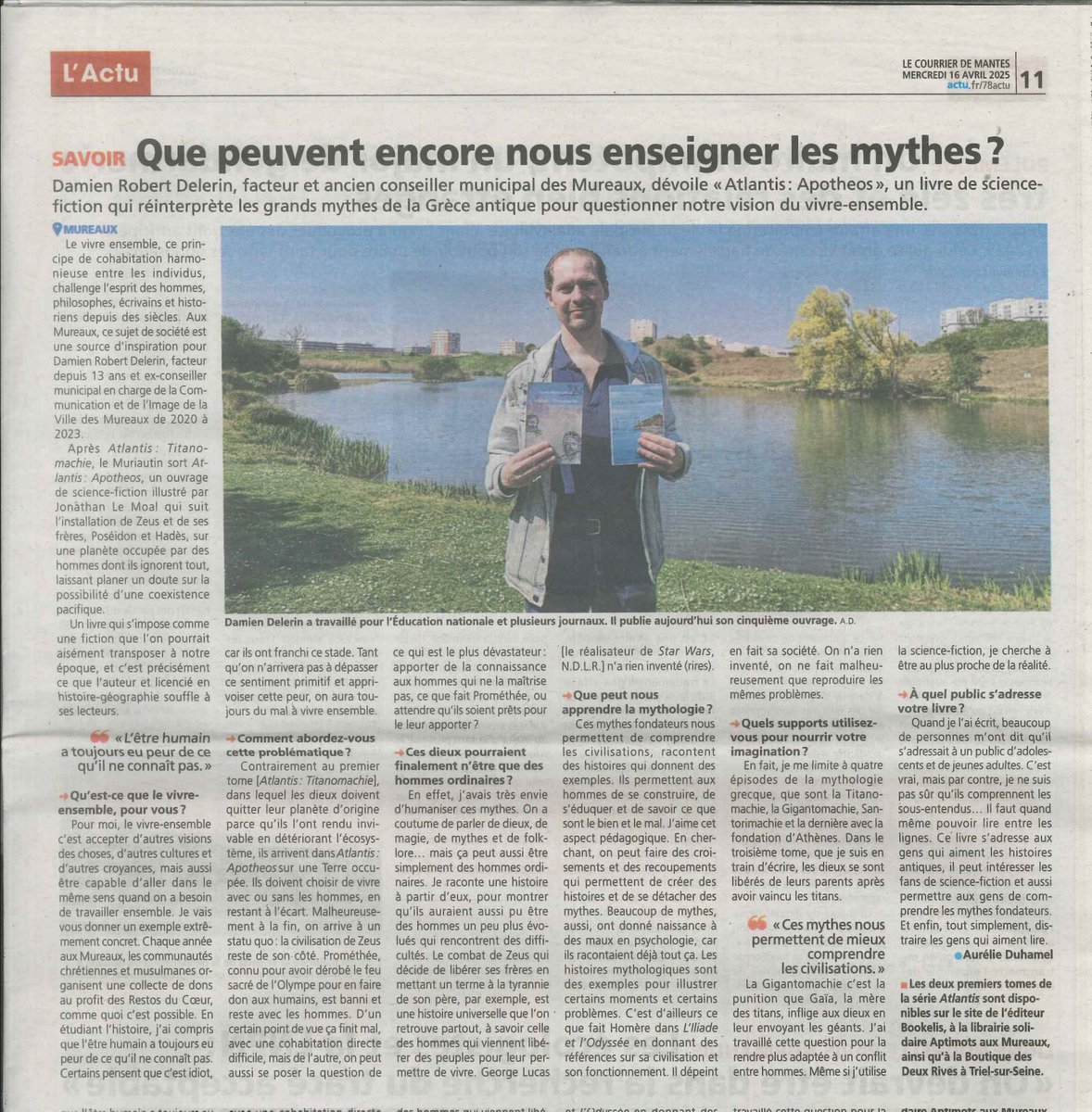 Merci à Michelle de m'avoir envoyé l'article ce matin.
 Venez découvrir le Tome 2 "Atlantis:Apotheos" 
Merci à la journaliste du Courrier l'article. 
Et en plus Jonathan Le Moal tu es nommé pour l'illustration.
L'interview a été faite par téléphone et retranscris 
 #livres
