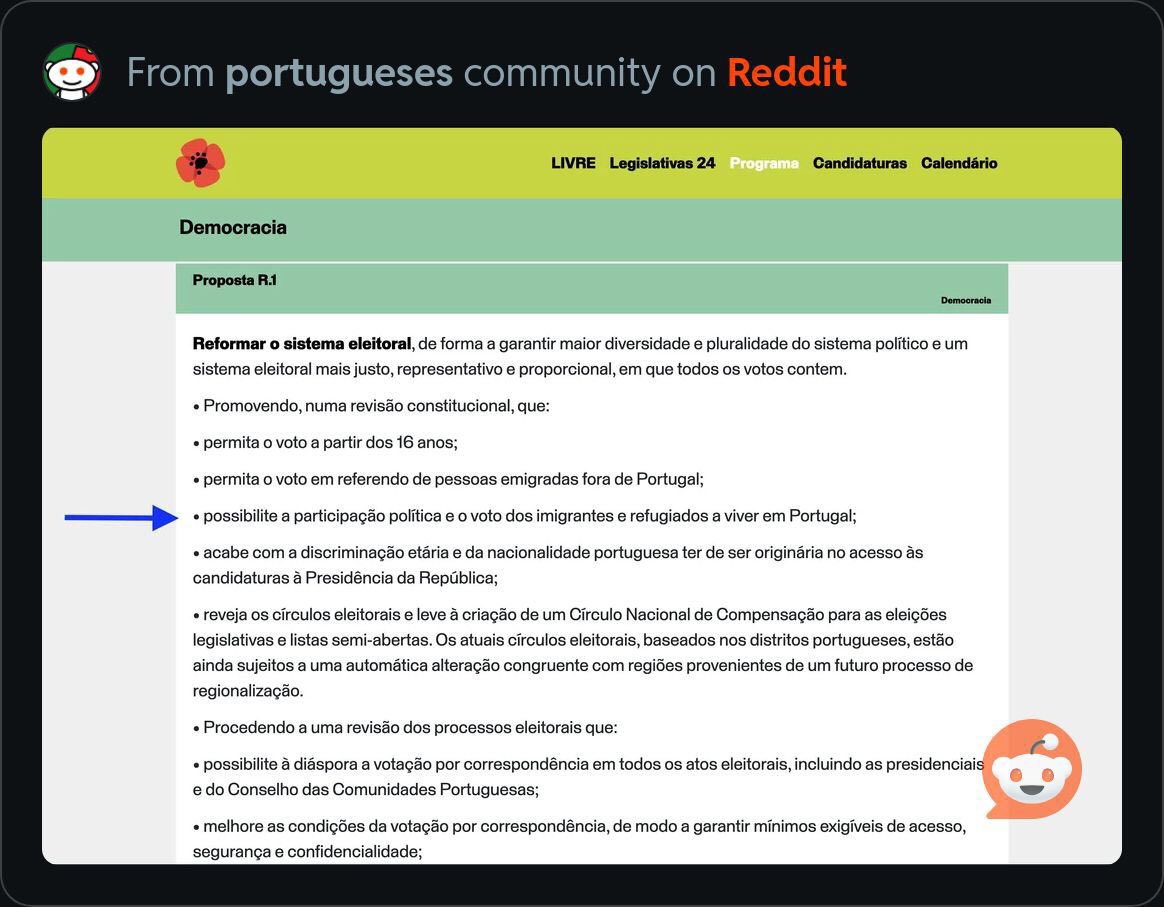 O livre quer os imigrantes E REFUGIADOS com direito de voto.