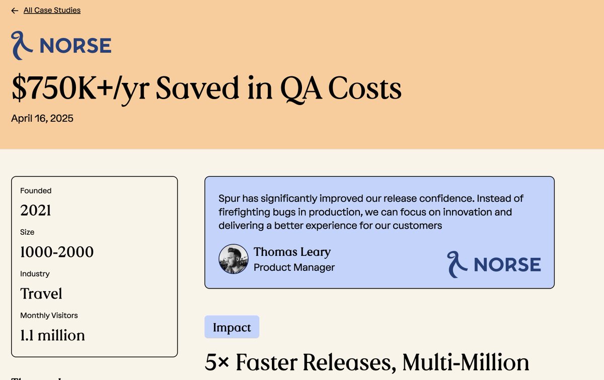We’ve helped @NorseAtlantic product teams run 3X more A/B experiments by handling 95% of their regression testing