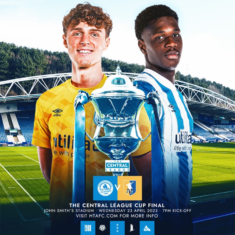 htafc's tweet photo. Come and support our @htafcacademy B Team at the John Smith's Stadium at 7pm on Wednesday 23 April in the Central League Cup Final against Mansfield Town 🏆

Full details ⤵️

#YoungTerriers | #htafc