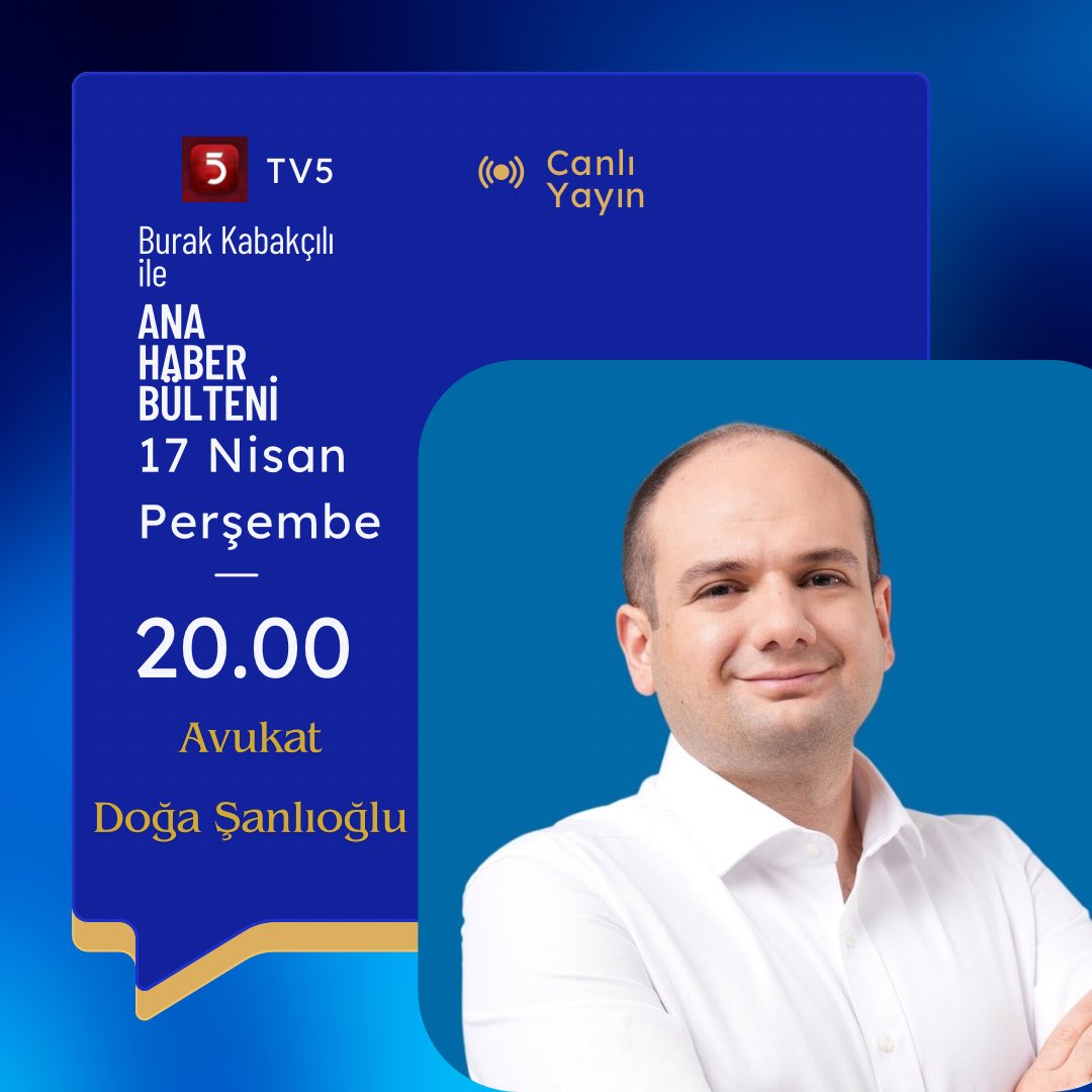 🕗 Bugün 20.00 
📺 TV5'de <a href="/tv5televizyonu/">TV5</a> 

🎙️ <a href="/Burakkabakcili/">Burak Kabakçılı</a> ile Ana Haber Bülteni’ndeyiz.

🙋‍♂️Bekleriz