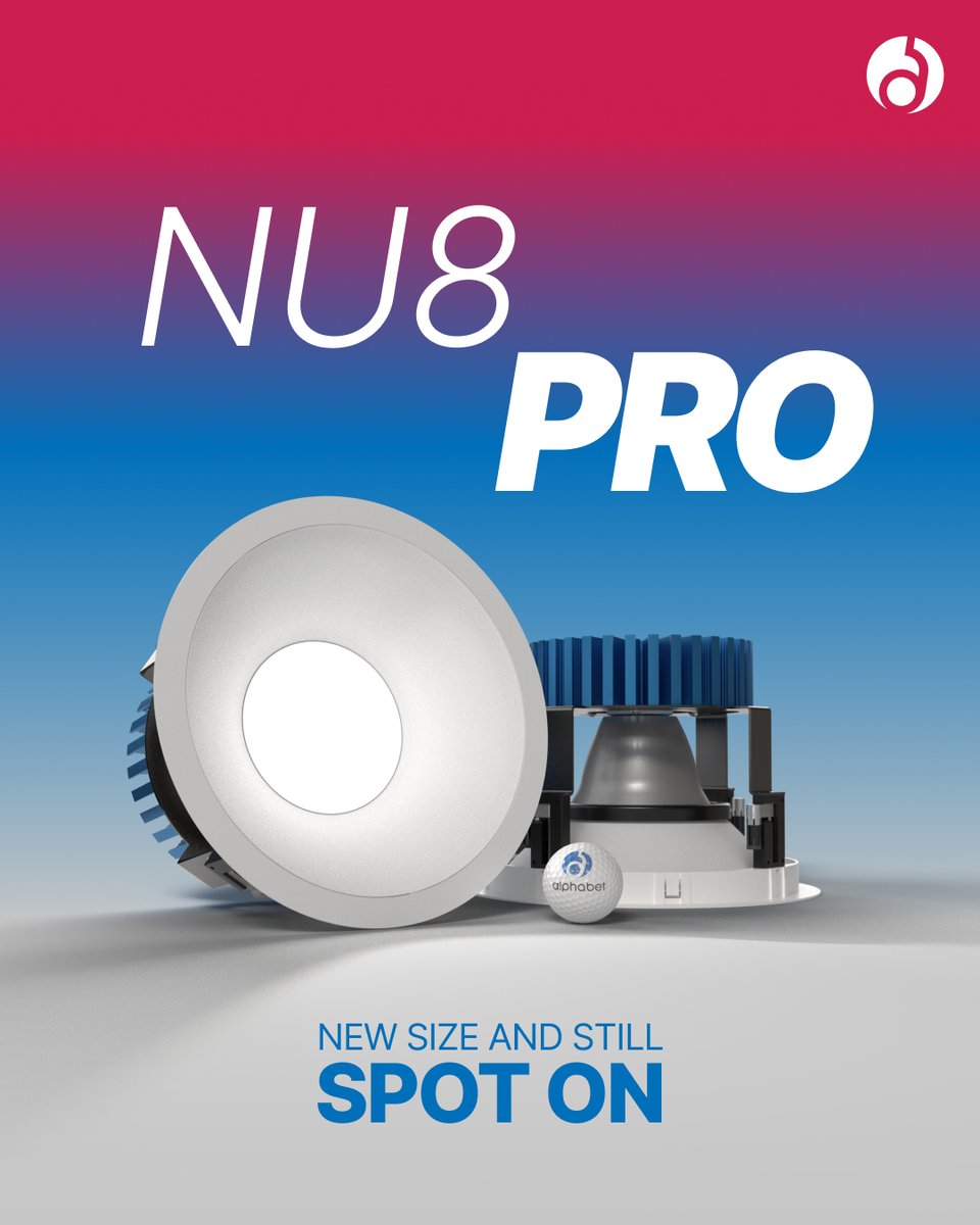 Introducing NU8 Pro: New Size and Still Spot On! 
-Up to 9,000 lm delivered 
-12° - 75° beam angle options
-Glare control, specialty optics, trim options, and custom finishes available