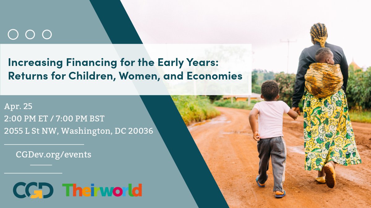 Center for Global Development (@cgdev) on Twitter photo đź“… On Apr. 25, <a href="/CGDev/">Center for Global Development</a> & @Theirworld invite you to a discussion on the benefits of supporting early childhood development & childcare, and how to increase investment in these years to achieve the triple dividend for children, women, & economies.
RSVP ⬇️
bit.ly/4jENeDt đź“… On Apr. 25, <a href="/CGDev/">Center for Global Development</a> & @Theirworld invite you to a discussion on the benefits of supporting early childhood development & childcare, and how to increase investment in these years to achieve the triple dividend for children, women, & economies.
RSVP ⬇️
bit.ly/4jENeDt