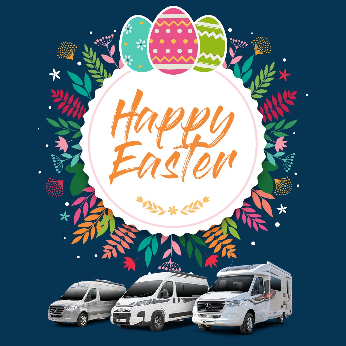 Happy Easter from all of us at Auto-Sleepers!

Please note that our office is closed over the Bank Holiday and we will reopen on Tuesday 22nd April at 9am.

Wishing you sunshine, chocolate eggs, and the perfect pitch this Bank Holiday weekend!