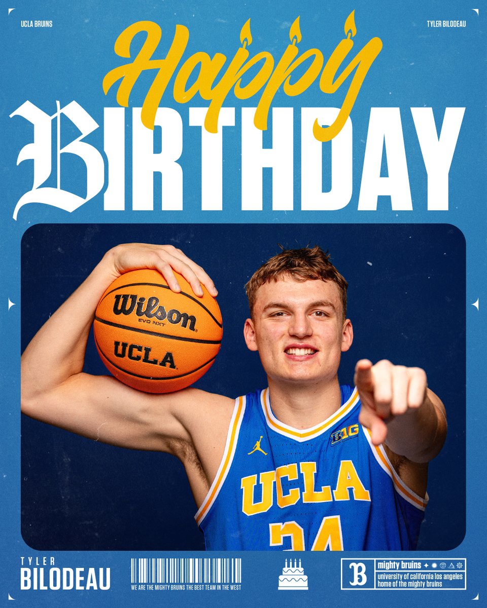 𝐇𝐚𝐩𝐩𝐲 𝐁𝐢𝐫𝐭𝐡𝐝𝐚𝐲 to Bruins' forward Tyler Bilodeau‼️

#GoBruins | <a href="/TylerBilodeau34/">Tyler Bilodeau</a> 🥳🏀🎂