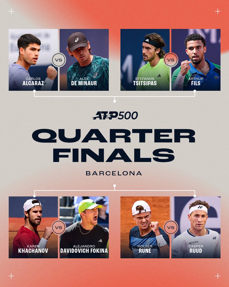 atptour's tweet image. The final 8 in Barcelona! 🙌

@bcnopenbs | #BCNOpenBS