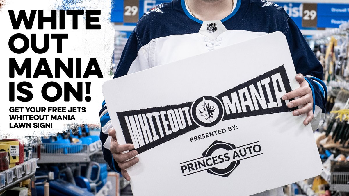 HEY MANITOBA! 👋
You have the gear and the decor, now get a FREE Winnipeg Jets Whiteout Mania lawn sign at any Manitoba Princess Auto store! ❄️ #GoJetsGo
More details here ➡️ prnc.es/42mbR20