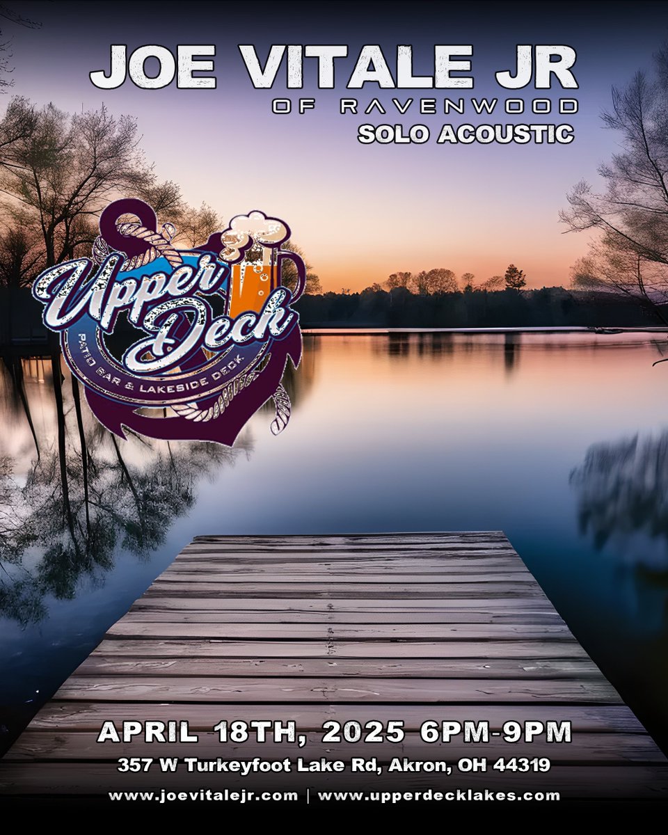 Hey friends! This Friday April 18th, 2025 I will be performing at the Upper Deck in Portage Lakes, Ohio from 6:00PM-9:00PM. Can't wait to see you there
#tourdates