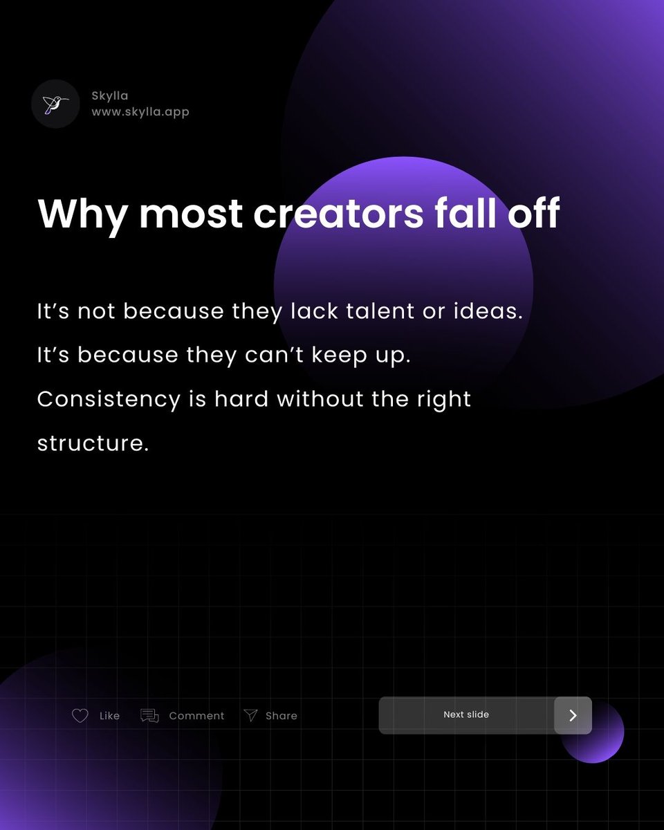 skyllaapp's tweet image. You don’t have to post daily.
You just have to post consistently,  and Skylla makes that easier than ever.

#skyllaapp #creatortools #postplanner #buildinpublic #socialmediamarketing #contentworkflow #showupconsistently #contentcreation