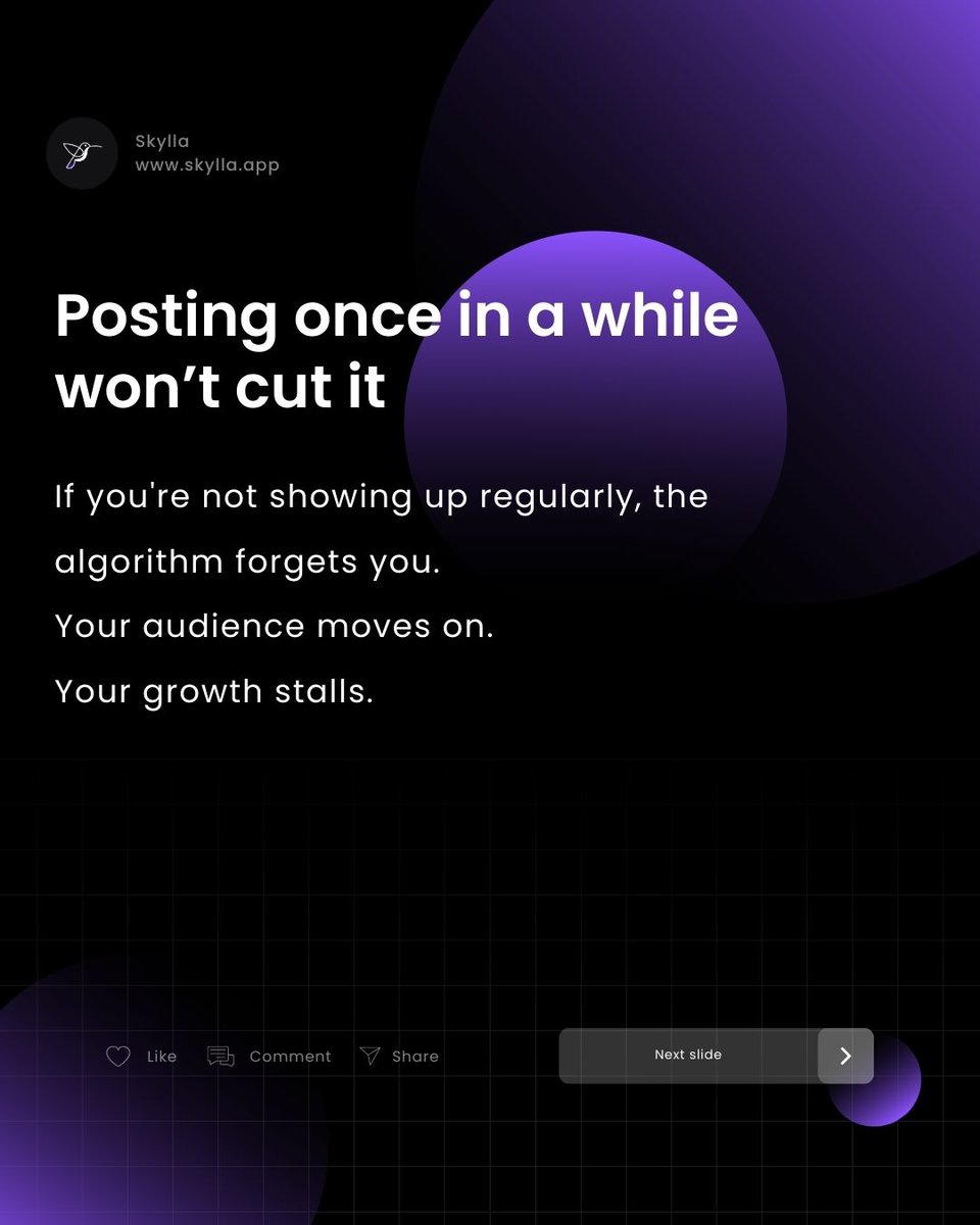 skyllaapp's tweet image. You don’t have to post daily.
You just have to post consistently,  and Skylla makes that easier than ever.

#skyllaapp #creatortools #postplanner #buildinpublic #socialmediamarketing #contentworkflow #showupconsistently #contentcreation