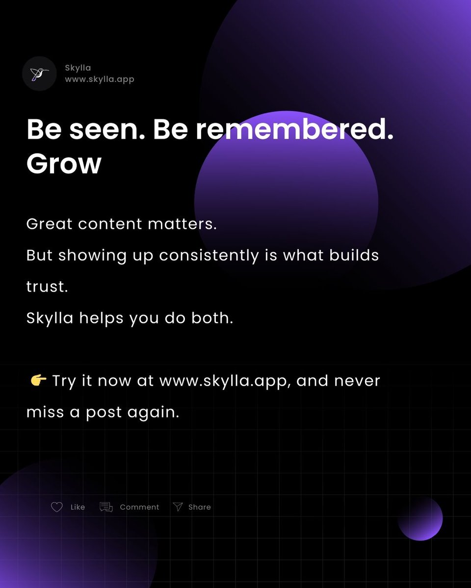skyllaapp's tweet image. You don’t have to post daily.
You just have to post consistently,  and Skylla makes that easier than ever.

#skyllaapp #creatortools #postplanner #buildinpublic #socialmediamarketing #contentworkflow #showupconsistently #contentcreation