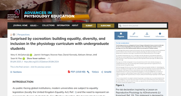 APS Publications (@apspublications) on Twitter photo Perspectives from Mary K. McGahon et al, Surprised by cocreation: building equality, #diversity, and #inclusion in the #physiology #curriculum with undergraduate students
ow.ly/ZV8L50VB8L7
<a href="/QUBelfast/">Queen's University Belfast 🎓</a> Perspectives from Mary K. McGahon et al, Surprised by cocreation: building equality, #diversity, and #inclusion in the #physiology #curriculum with undergraduate students
ow.ly/ZV8L50VB8L7
<a href="/QUBelfast/">Queen's University Belfast 🎓</a>