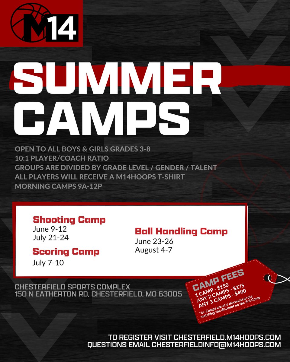 m14hoopsche's tweet image. 🚨 The summer is almost here ‼️🏀

We have several different training options to help continue your player’s development and keep their skillset sharp over the summer❕
Register on our website: chesterfield.m14hoops.com
#Repthe14 
#WhereDreamsBecomeReality 
#TrainingHasToTranslate