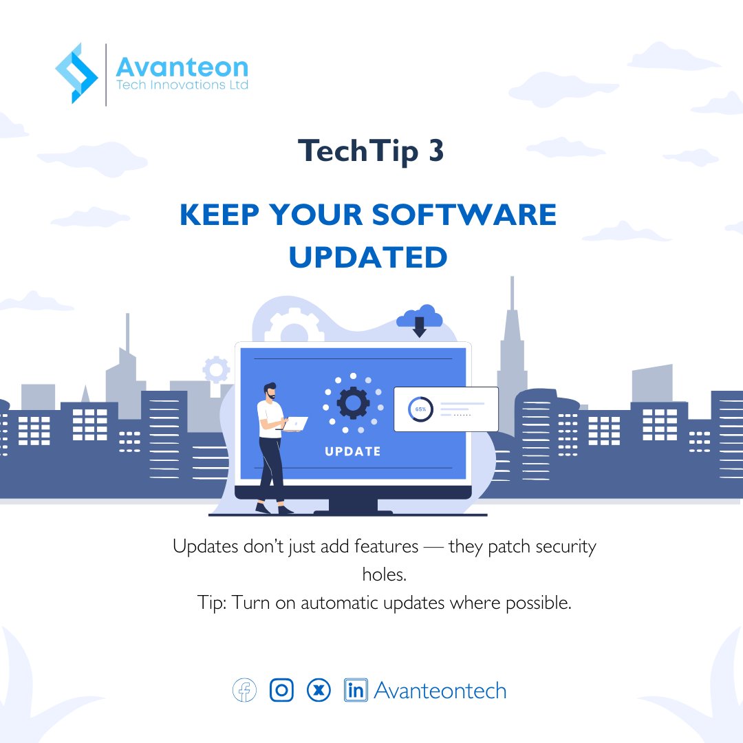 avanteontech's tweet image. Updates = Protection.

They&apos;re not just for new features — they fix critical security issues too.

💡 Turn on automatic updates and stay one step ahead of threats.

#CyberSecurity #TechTips #AvanteonTech