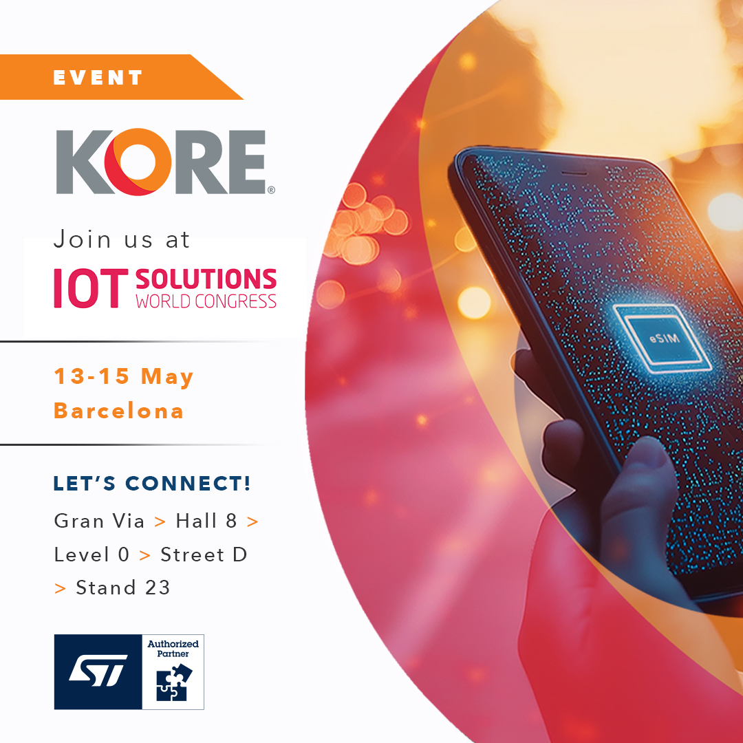 KORE (@kore_wireless) on Twitter photo We’re headed to <a href="/IOTSWC/">IOT Solutions World Congress</a> with <a href="/ST_World/">STMicroelectronics</a> in #Barcelona! See how our partnership is making #eSIM adoption seamless and scalable for global #IoT deployments.
📍 Gran Via, Hall 8, Stand 23
🔗 Book a meeting: bit.ly/3ElxuWV
#STAuthorizedPartner #STPartnerProgram #IOTSWC25 We’re headed to <a href="/IOTSWC/">IOT Solutions World Congress</a> with <a href="/ST_World/">STMicroelectronics</a> in #Barcelona! See how our partnership is making #eSIM adoption seamless and scalable for global #IoT deployments.
📍 Gran Via, Hall 8, Stand 23
🔗 Book a meeting: bit.ly/3ElxuWV
#STAuthorizedPartner #STPartnerProgram #IOTSWC25
