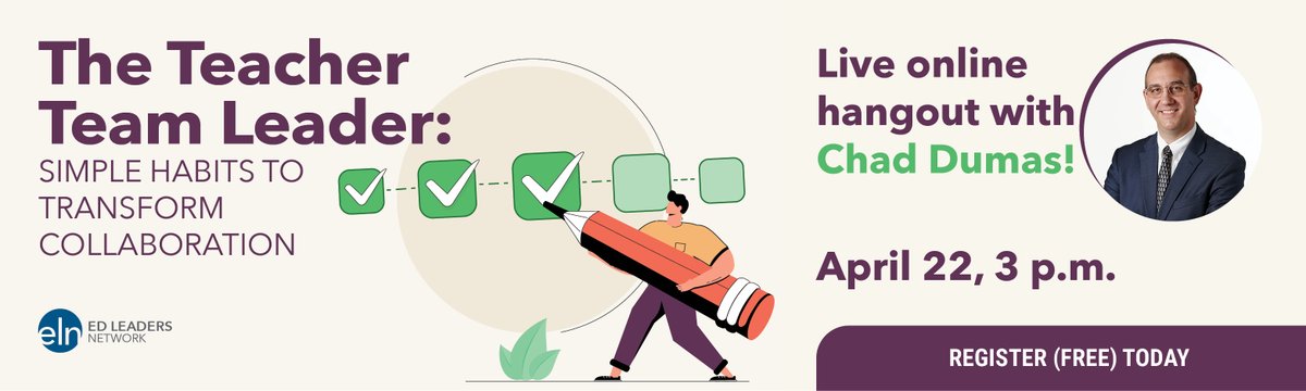 Ed Leaders Network (@edleadersnet) on Twitter photo π Ready to transform team collaboration? Learn simple, effective habits to lead with confidence during This ELN (FREE) Teacher Team Leader webinar April 22, 3 p.m. ποΈ Register now!ow.ly/oSkP50Vx4yy π Ready to transform team collaboration? Learn simple, effective habits to lead with confidence during This ELN (FREE) Teacher Team Leader webinar April 22, 3 p.m. ποΈ Register now!ow.ly/oSkP50Vx4yy