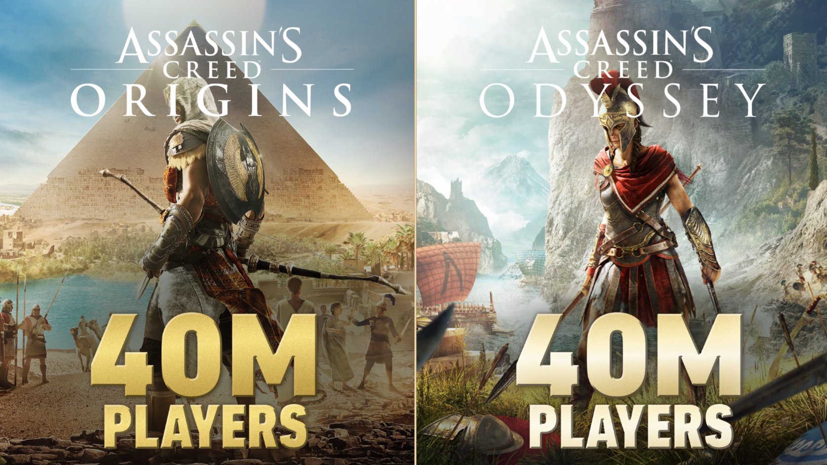 Assassin's Creed Origins e Odyssey ultrapassam a marca de 40 milhões de jogadores e Ubisoft celebra