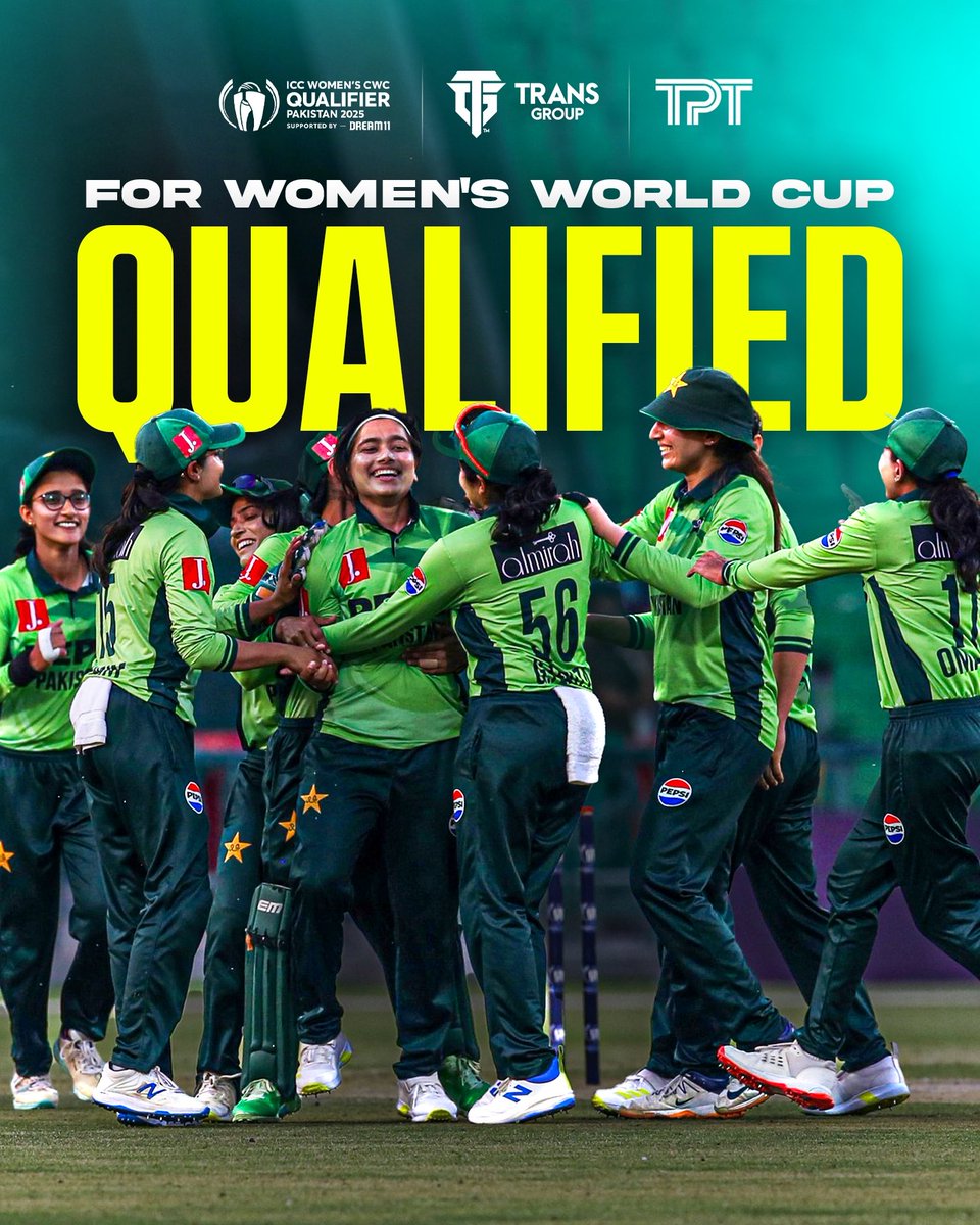 Congratulations Pakistan on making it to the ICC Women's World Cup 2025 💚👏

The qualifiers are broadcasted on ICC TV by Trans Group and TPT for global audience.

#Transgroup #WWCQualifiers #GirlsinGreen