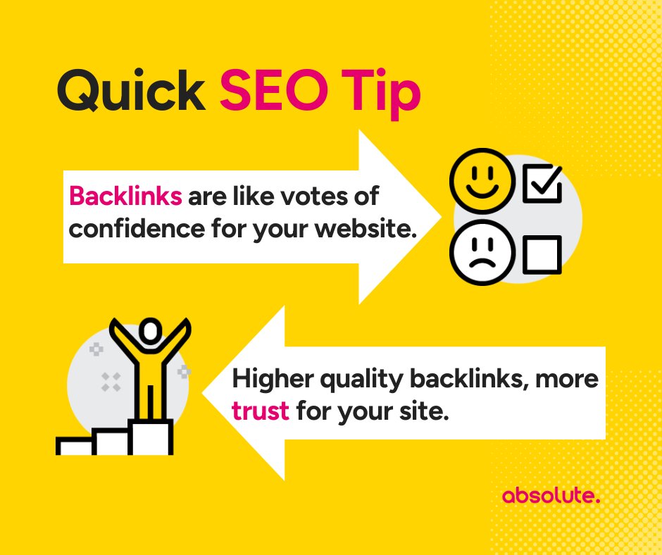 AbsoluteDMedia's tweet image. Quick SEO tip: Backlinks from trusted sites = higher authority in Google’s eyes. ✅

Quality &amp;gt; quantity. 🔗 

#backlinktips #seoquickwin #seoagency #digitalmarketing