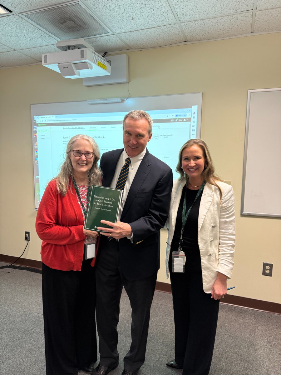 Attorney/author Angus Lawton visited <a href="/Charleston_Law/">Charleston School of Law</a> to speak to students about alternative dispute resolution. Lawton's book, Mediation and ADR in Civil Matters in SC is published by the <a href="/SCBAR/">South Carolina Bar</a>. Vice Dean Lawton and Professor McElreath served on the book's editorial board.
