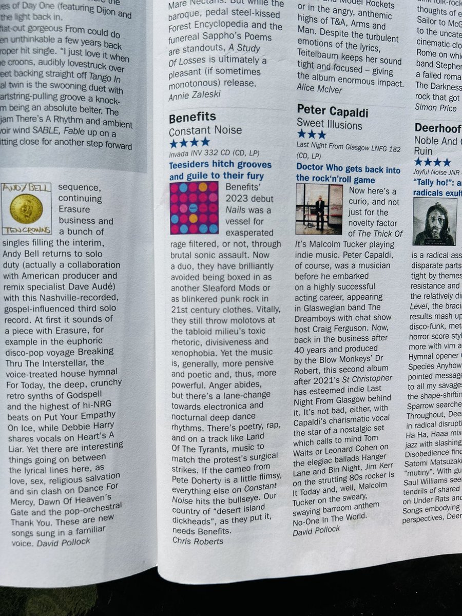 Fresh off the printing press!! 9/10 in Vive Le Rock and ⭐️⭐️⭐️⭐️ in Record Collector. That this weird stuff me and Robbie made last year is in something you can buy in WH Smith’s is wild and we appreciate it massively!