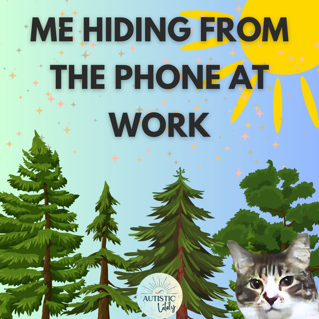 autistic_lately's tweet photo. Can anyone else relate?

Autistics notoriously have a hard time with phone calls.

PSA: Don't get a job that requires answering the phone all day if you are Autistic and anything like me. 🤦‍♀️

#autisticlately #autism #sensoryissues
#pathologicaldemandavoidance #latediagnosis https://t.co/ZDmns552pG