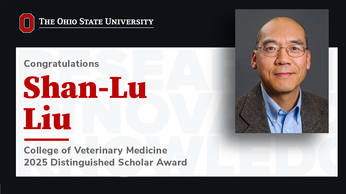 Ohio State Research, Innovation and Knowledge (@ohiostateerik) on Twitter photo Congratulations to <a href="/OSUVetCollege/">OhioStateVetCollege</a>'s Shan-Lu Liu, who has earned a 2025 Distinguished Scholar Award. His research focuses on viral entry, evolution and virus-host interactions of emerging and re-emerging viruses. erik.osu.edu/story/dsa-2025… Congratulations to <a href="/OSUVetCollege/">OhioStateVetCollege</a>'s Shan-Lu Liu, who has earned a 2025 Distinguished Scholar Award. His research focuses on viral entry, evolution and virus-host interactions of emerging and re-emerging viruses. erik.osu.edu/story/dsa-2025…