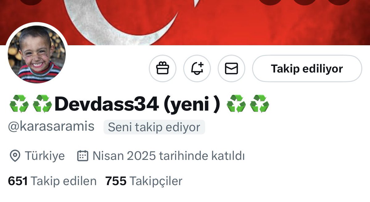 #FF
Hukuksuz bir şekilde hesabı erişime engellenen arkadaşımızın yeni hesabı <a href="/karasaramis/">♻️♻️Devdas34♻️♻️</a> için takip desteği rica ediyorum 

#FF_Specialツ