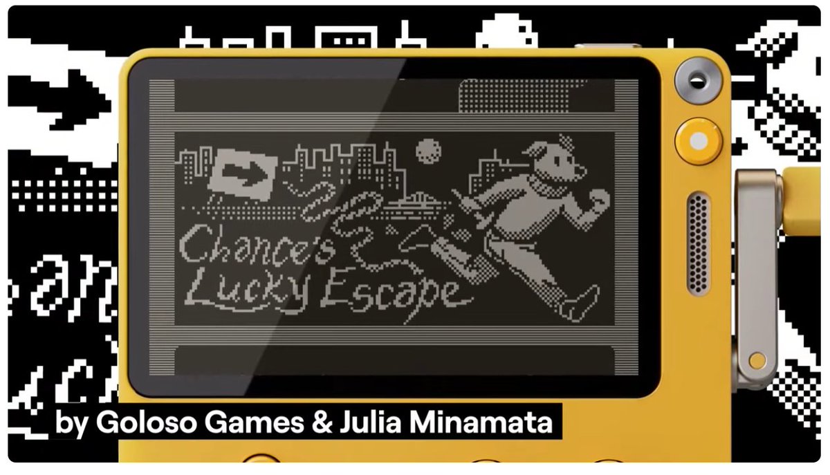 Just announced! 🎉

I made a new game called "Chance's Lucky Escape" and this time with the amazing <a href="/JuliaMinamata/">Julia Minamata</a> ! 

It's part of the official <a href="/playdate/">Playdate</a>  Season 2.

And yes, it's an Inspector Waffles' spinoff.

Thanks again <a href="/panic/">Panic</a> for the fantastic opportunity ☺️