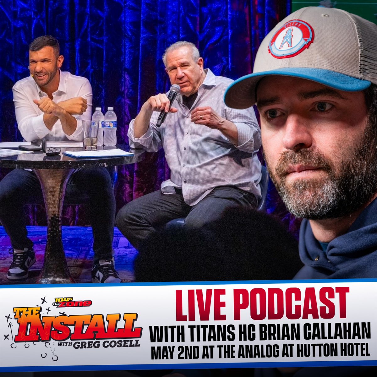 104-5 The Zone 📻 (@1045thezone) on Twitter photo JUST ANNOUNCED: Tennessee Titans Head Coach Brian Callahan will join <a href="/gregcosell/">Greg Cosell</a> and <a href="/BuckReising/">Buck Reising</a> for a live taping of The Install on Friday, May 2nd at the Analog at Hutton Hotel!
Be there live as Greg Cosell breaks down the <a href="/Titans/">Tennessee Titans</a> 2025 draft and free agency class with #Titans JUST ANNOUNCED: Tennessee Titans Head Coach Brian Callahan will join <a href="/gregcosell/">Greg Cosell</a> and <a href="/BuckReising/">Buck Reising</a> for a live taping of The Install on Friday, May 2nd at the Analog at Hutton Hotel!
Be there live as Greg Cosell breaks down the <a href="/Titans/">Tennessee Titans</a> 2025 draft and free agency class with #Titans