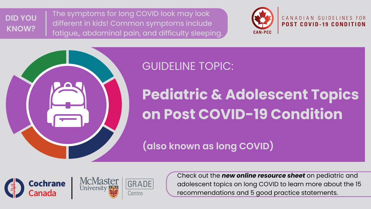 The symptoms of #longcovid (post COVID-19 condition) may look different in children and adults. Some common symptoms are fatigue, abdominal pain, and difficulty sleeping. 

Learn more about pediatric and adolescent topics with the online resource sheet at bit.ly/4iuvRnW