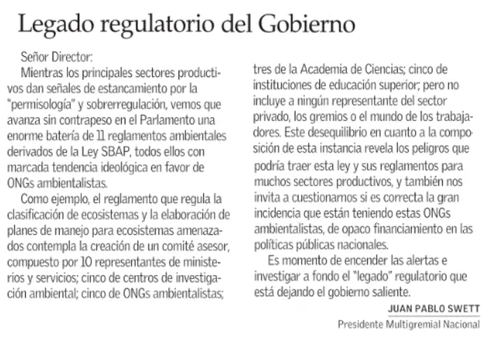 Hubiera sido valioso que levantaran la voz durante la tramitación del proyecto de ley. De todas maneras se agradece que visibilicen este problema.