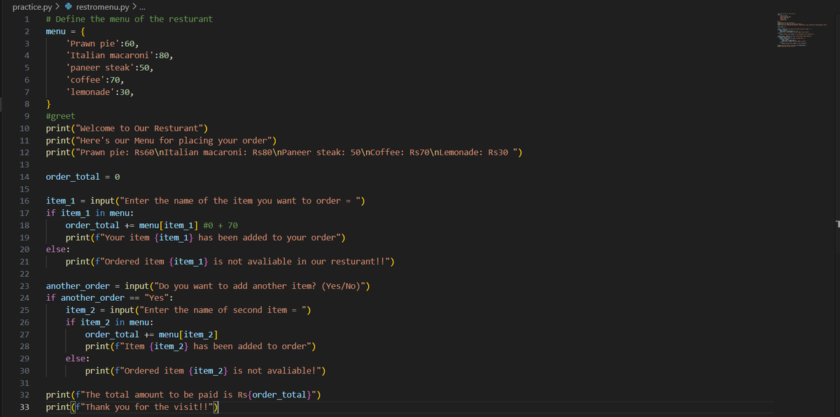 Thapa59063N's tweet photo. π Day 4 of #111DaysOfLearning with @CodeforChange2
Revisiting Python basics with a simple restaurant menu project π½οΈ
Practicing dictionaries, conditionals & user input to build an order system! #CodeForChange #Day4LearningForChange https://t.co/jUw2lVb3LS