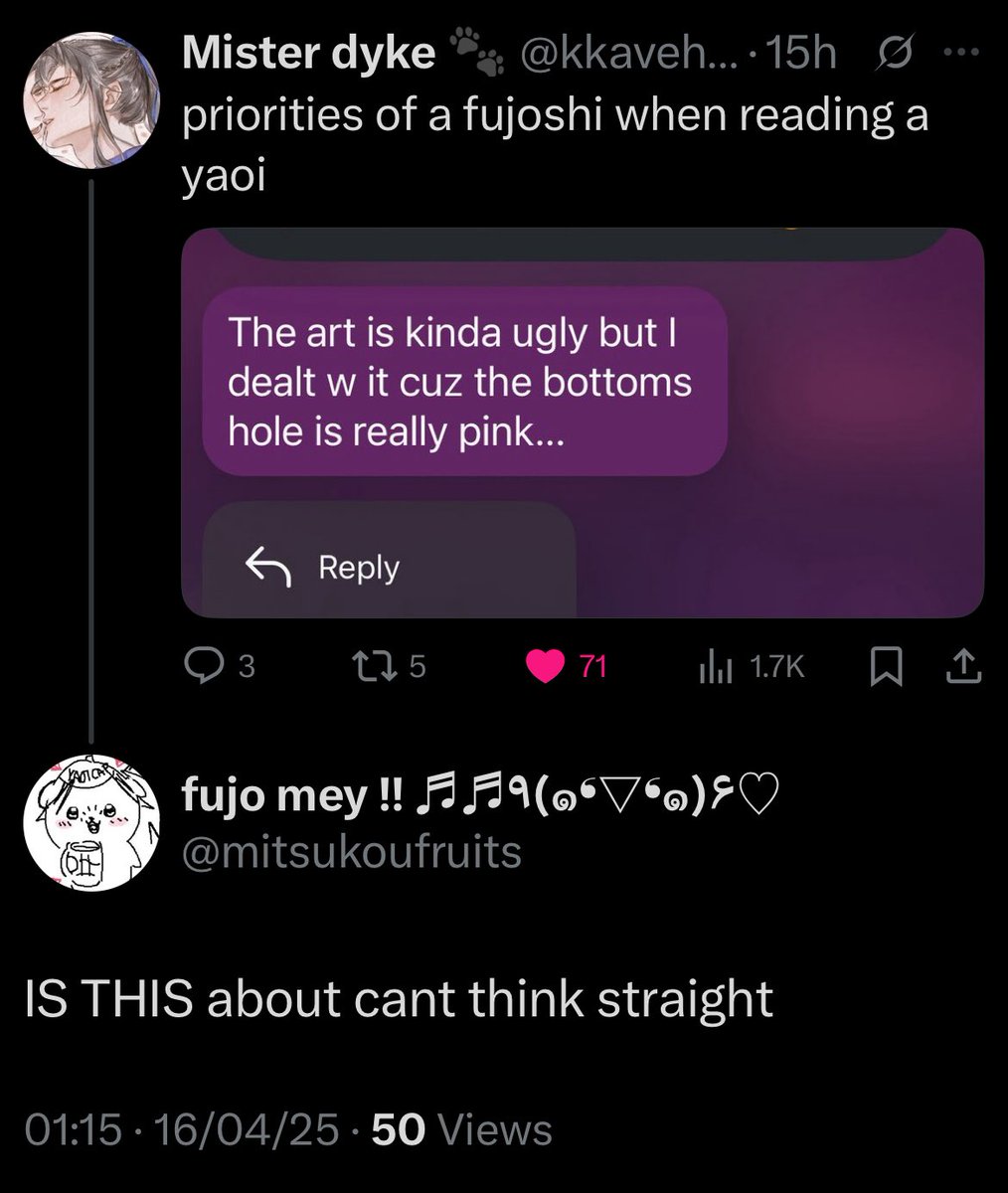 knowing the yaoi name just by “bottoms hole is really pink” is insane