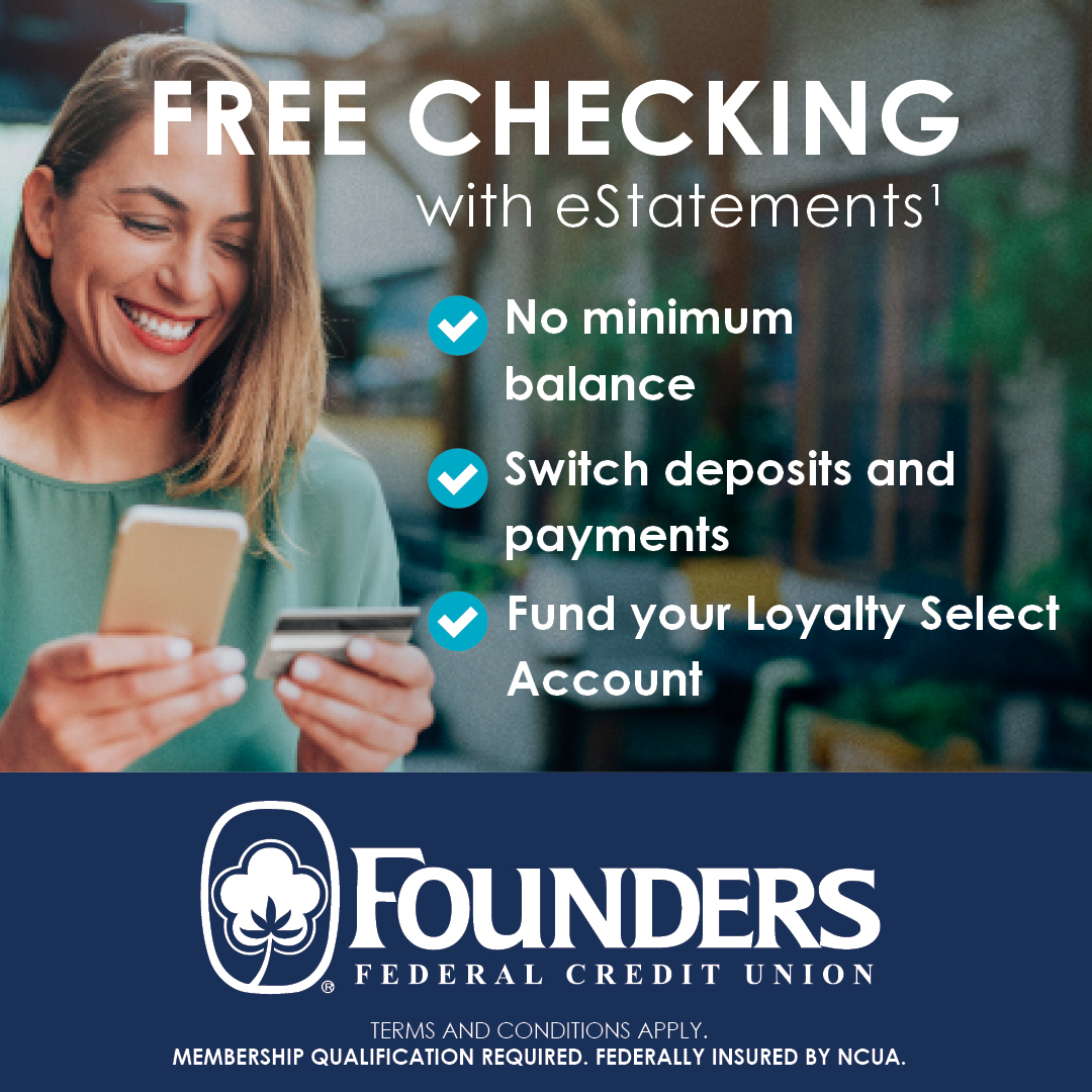Ready to make banking easier? Enjoy your free checking account with eStatements.
Set up direct deposits and recurring payments. Open your account today, or if you’re already a member, switch now!
Visit foundersfcu.com/checking-accou… to learn more!
