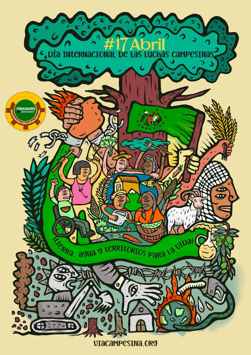 Fensuagro Colombia (@fensuagro1976) on Twitter photo 🔻#17DeAbril | Día Internacional de la Lucha Campesina
🌾✊🏽 Sembramos dignidad, cosechamos justicia.
Desde FENSUAGRO alzamos la voz por la vida, la soberanía y el territorio.
🌱 ¡Globalicemos la lucha, globalicemos la esperanza!
#17Abril #LuchasCampesinas <a href="/via_campesinaSP/">La Vía Campesina Español #SoberaniaAlimentariaYA</a> 🔻#17DeAbril | Día Internacional de la Lucha Campesina
🌾✊🏽 Sembramos dignidad, cosechamos justicia.
Desde FENSUAGRO alzamos la voz por la vida, la soberanía y el territorio.
🌱 ¡Globalicemos la lucha, globalicemos la esperanza!
#17Abril #LuchasCampesinas <a href="/via_campesinaSP/">La Vía Campesina Español #SoberaniaAlimentariaYA</a>