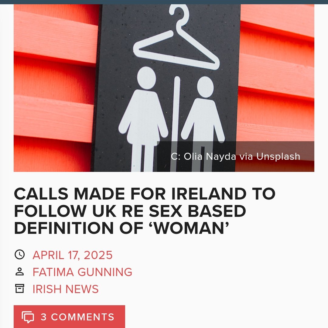 TheCountessIE's tweet image. Calls made for Ireland to follow UK re sex based definition of ‘woman’

Calling on Minister for Justice, Jim O’Callaghan, to take action, The Countess said, “Who can argue with the fairness and logic of the UK Supreme Court ruling? This is a return to common sense and reflects…