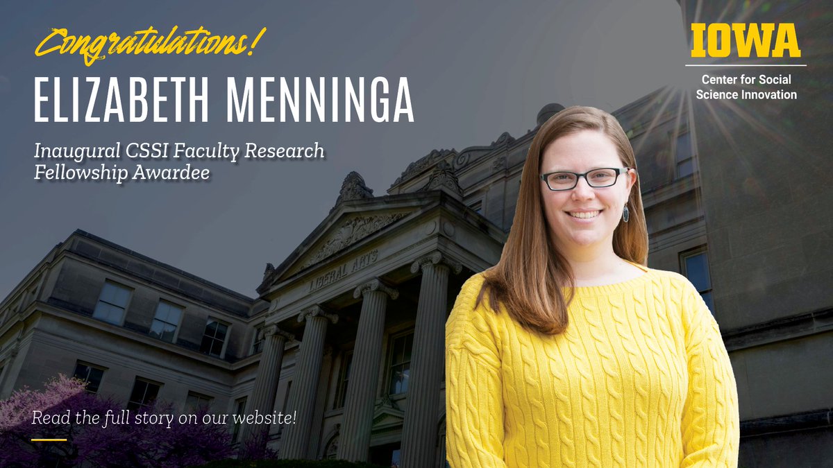 Congrats to Elizabeth Menninga, associate professor in the Department of Political Science, for being selected for our first CSSI Faculty Research Fellowship! This fellowship will provide Menninga with resources and support for a year as she researches how cooperation can unfold