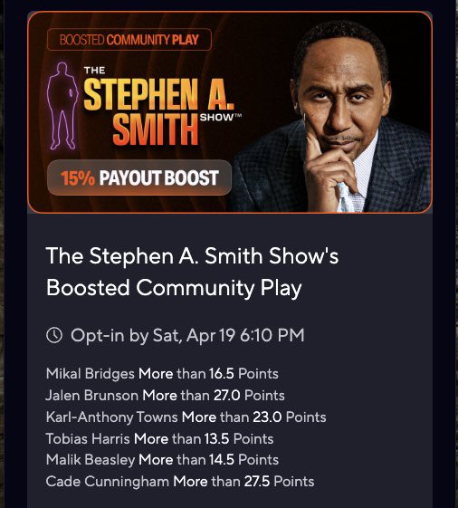 Stephen A Smith (@stephenasmith) on Twitter photo Cannot wait for my Knicks to be back playing in the playoffs!
More! More! More!
<a href="/PrizePicks/">PrizePicks</a> app.prizepicks.com/promotions Cannot wait for my Knicks to be back playing in the playoffs!
More! More! More!
<a href="/PrizePicks/">PrizePicks</a> app.prizepicks.com/promotions