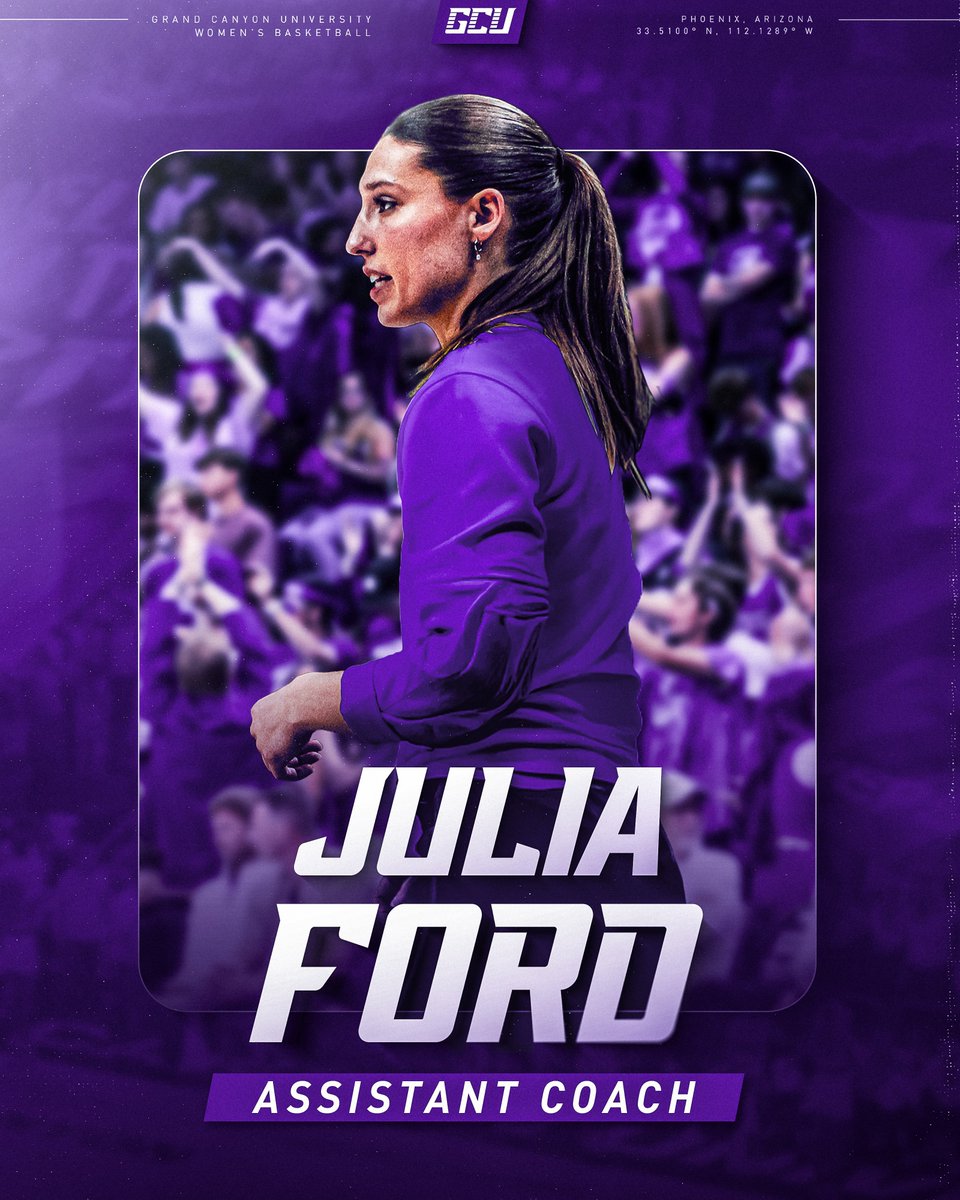 GCU Women's Basketball (@gcu_wbb) on Twitter photo Announcing <a href="/juliaford23/">Jules Ford</a> as our new assistant coach❗️
Ford has six seasons of coaching experience, most recently with Missouri in the same role, and played four seasons at Bentley University 🏀 Announcing <a href="/juliaford23/">Jules Ford</a> as our new assistant coach❗️
Ford has six seasons of coaching experience, most recently with Missouri in the same role, and played four seasons at Bentley University 🏀