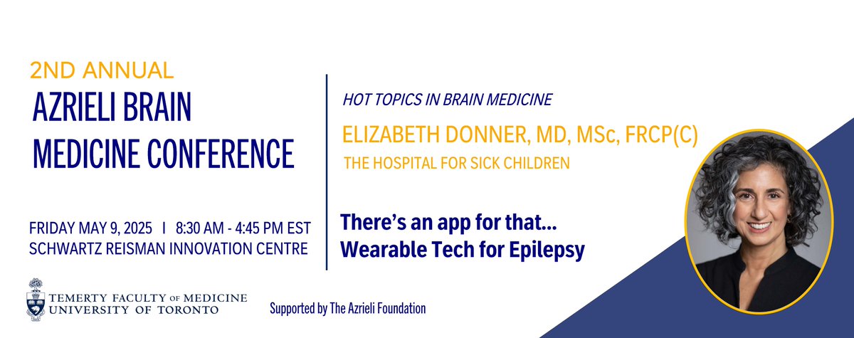 BrainMedicine_'s tweet image. 📱 “There’s an app for that...”
Join Dr. Elizabeth Donner (SickKids), as she explores how wearable tech is transforming epilepsy care.
📅 May 9, 2025
🔗 Register: bit.ly/3FsfJoS
#BrainMedicine #Epilepsy #ABMC2025