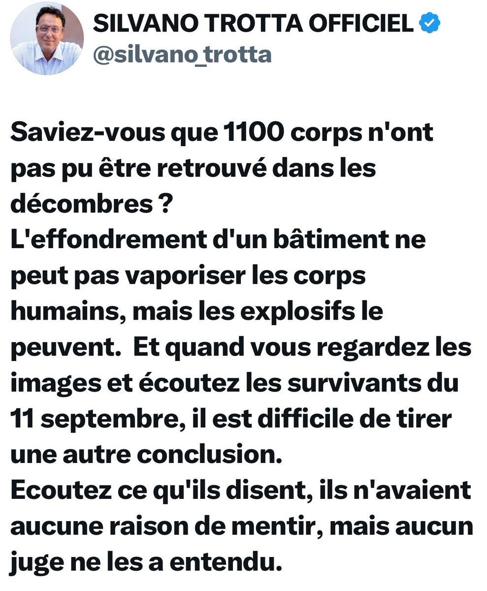 Planning hebdomadaire de Trotra : 
 Lundi : chemtrails 
Mardi : Covid 
Mercredi : vaccin 
Jeudi : 11 septembre 
Vendredi : alunissage 
Samedi : fellation à Poutine 
Dimanche : repos bien mérité