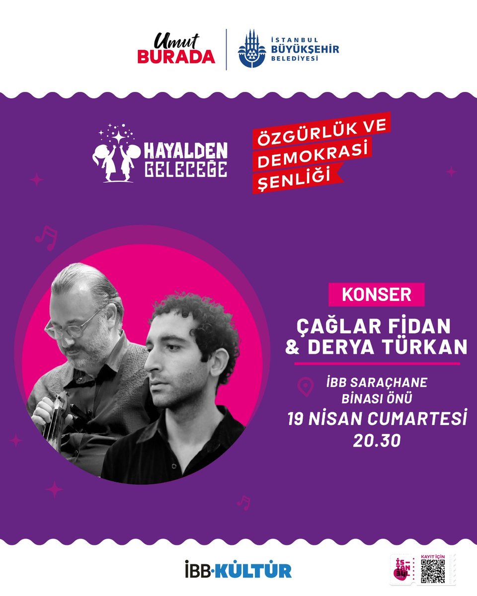 23 Nisan Ulusal Egemenlik ve Çocuk Bayramı’nın ruhunu, “Özgürlük ve Demokrasi Şenliği” ile büyütüyoruz.

18-19 Nisan’da İBB Saraçhane Binası Önü’nde düzenlenecek etkinliklerle, hep birlikte geleceğe umutla bakıyoruz.

Etkinliklerimize tüm halkımız davetlidir.

#ibb #ibbkültür