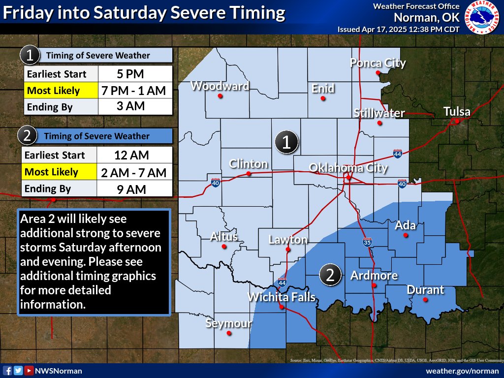Here's the updated outlook for Friday severe storms. The main adjustment was to add the slight risk further to the northwest. The main hazards are still large hail and damaging winds. #okwx #txwx